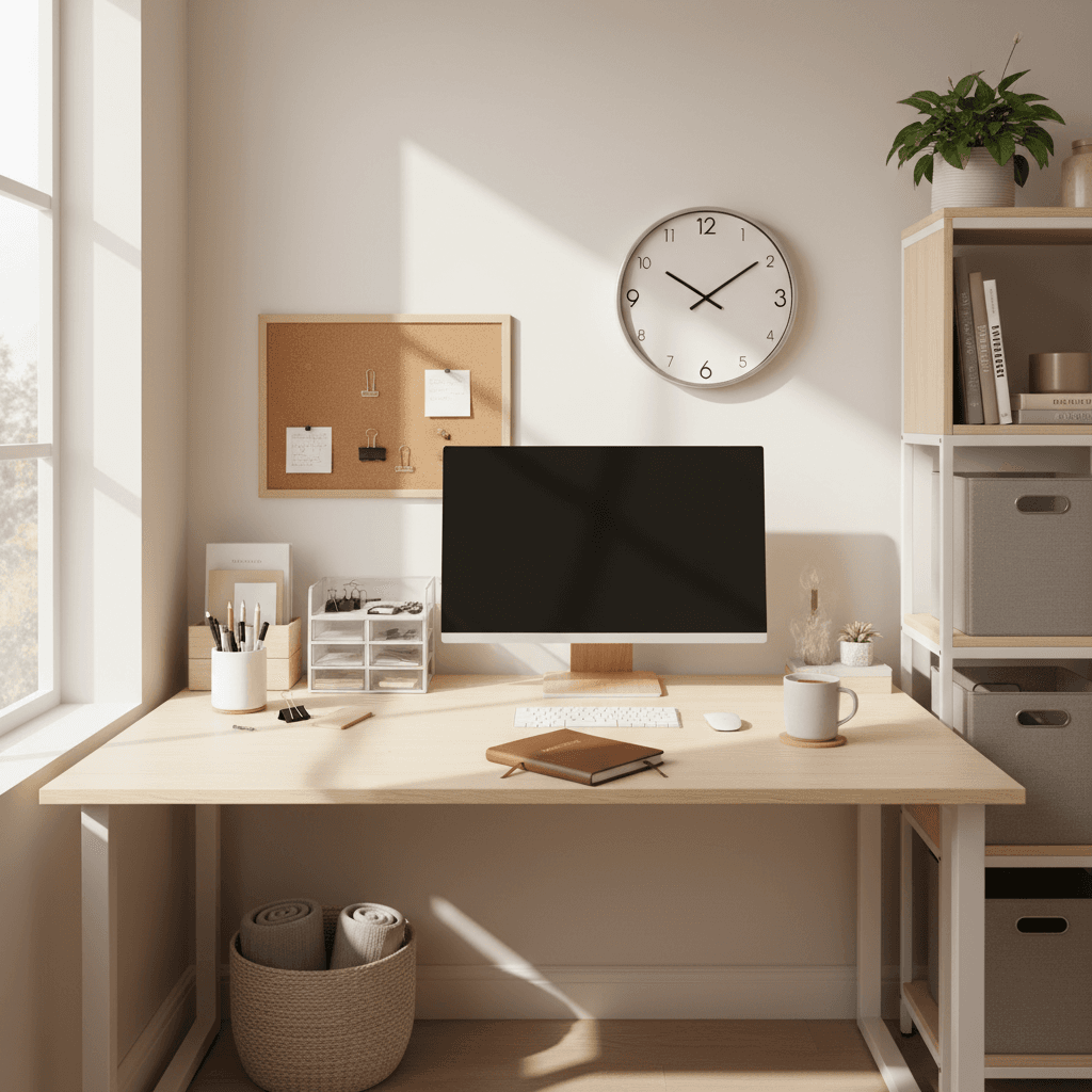 Home office with practical storage solutions
